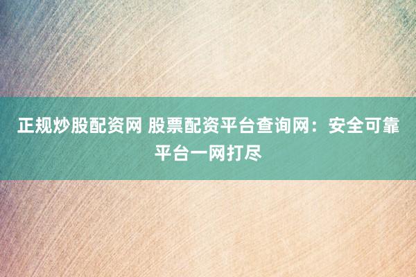正规炒股配资网 股票配资平台查询网：安全可靠平台一网打尽