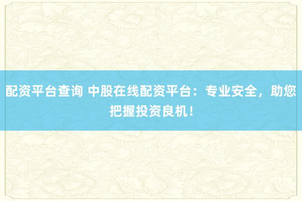 配资平台查询 中股在线配资平台：专业安全，助您把握投资良机！