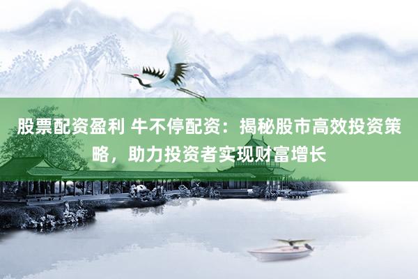 股票配资盈利 牛不停配资：揭秘股市高效投资策略，助力投资者实现财富增长