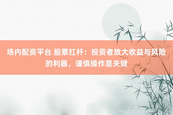 场内配资平台 股票扛杆：投资者放大收益与风险的利器，谨慎操作是关键