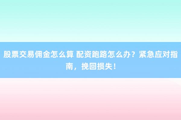 股票交易佣金怎么算 配资跑路怎么办？紧急应对指南，挽回损失！