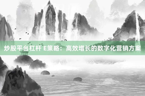 炒股平台杠杆 E策略：高效增长的数字化营销方案
