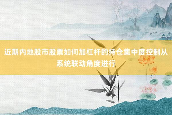 近期内地股市股票如何加杠杆的持仓集中度控制从系统联动角度进行