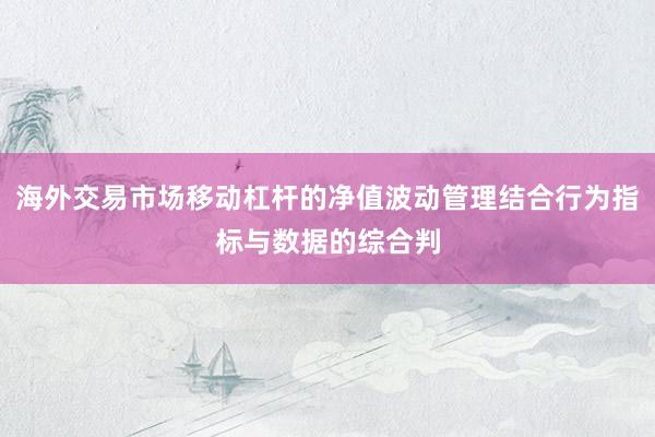 海外交易市场移动杠杆的净值波动管理结合行为指标与数据的综合判