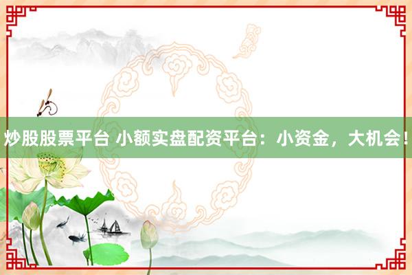 炒股股票平台 小额实盘配资平台：小资金，大机会！