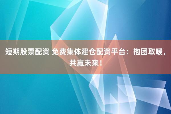 短期股票配资 免费集体建仓配资平台：抱团取暖，共赢未来！