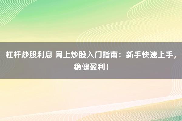 杠杆炒股利息 网上炒股入门指南：新手快速上手，稳健盈利！