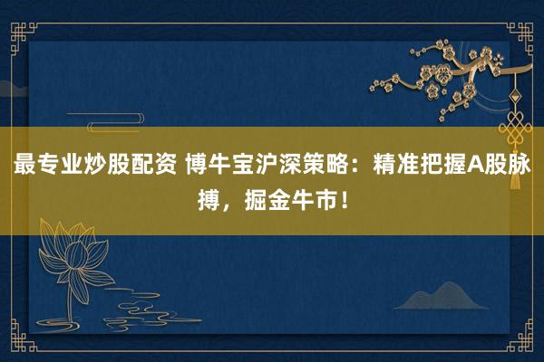 最专业炒股配资 博牛宝沪深策略：精准把握A股脉搏，掘金牛市！